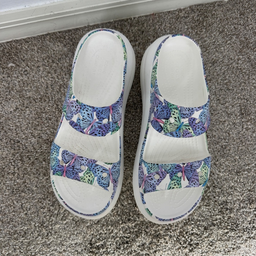 Crocs Classic Crush Sandal Butterfly Platform Slide Women 8 Fairy Chunky Comfort - Picture 2 of 8